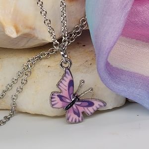 Macy's Jewelry Purple Little Butterfly Designer Minimalist Necklace